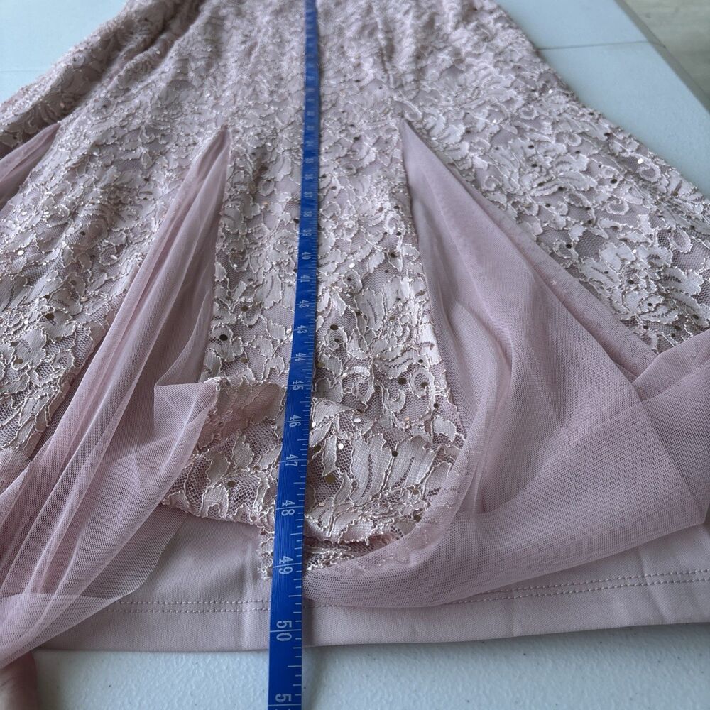 Candalite Petite Lace Filigree Maxi Dress Gown Formal Wedding size PL Pink - Picture 6 of 6